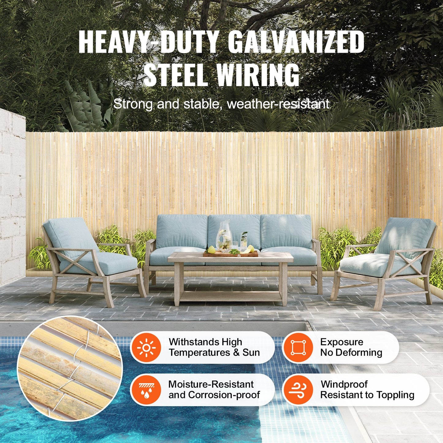 Natural Bamboo Lat Screening Sekretess Bamboo Lat Staket 6 fot H x 13 fot L