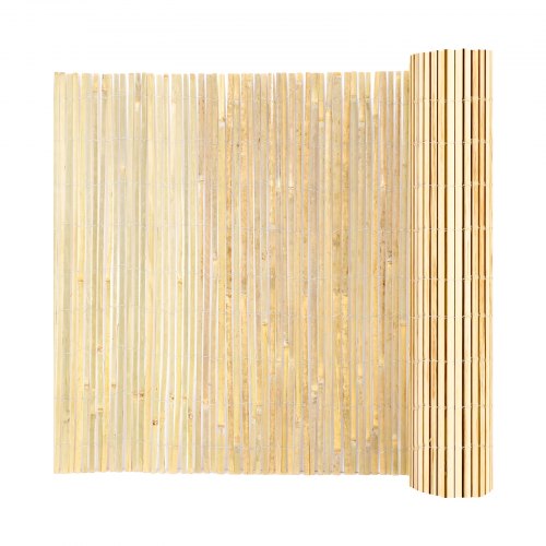 Natural Bamboo Privacy Fence Screen, Eco-Friendly Privacy Bamboo Slat Fence, 6 ft H x 16 ft L Decorative Bamboo Screen Panel, for Garden, Backyard, Balcony, Patio, Pool Side