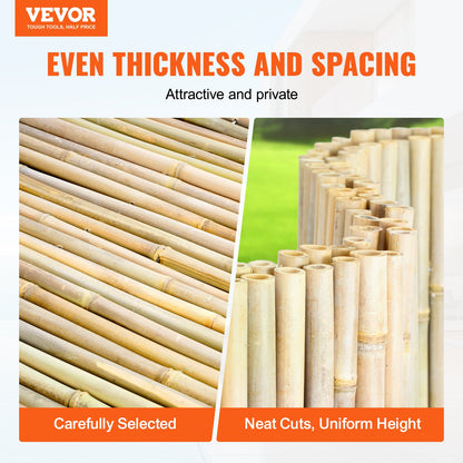 Natural Rolled Bamboo staket Bamboo Panel 4 ft H x 8 ft L x 0,75 in D.