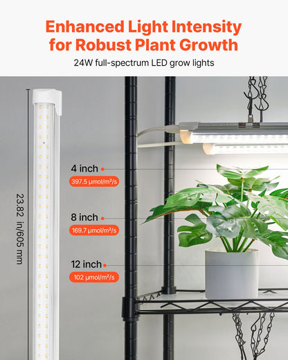 DIY Plant Shelf with Grow Lights, 71 in Tall Indoor Plant Stand with Wheels, 192W 5000K Full Spectrum Grow Lights, Heavy Duty Metal Plants Display Rack, Flower Pot Holder for Seed Starting