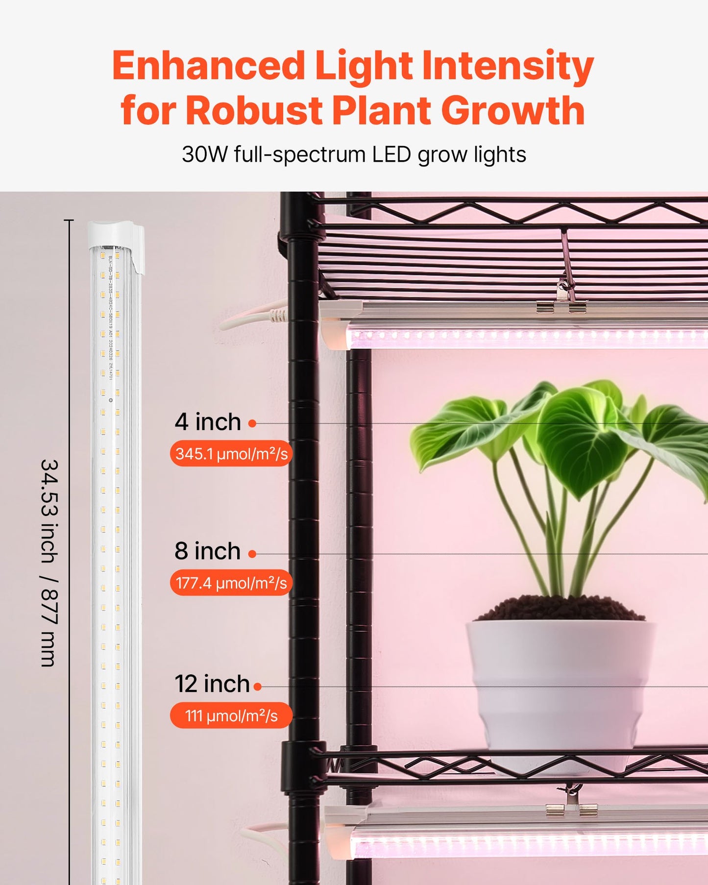 Plant Shelf with Grow Light, 6-Tier Indoor Plant Stand, 71in Tall Indoor Plants Display Rack with Wheels & Timer, 150W 3800K Full Spectrum Grow Lights, Metal Flower Pot Holder for Seed Starting