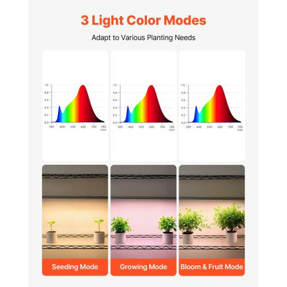 Växthylla med odlingslampa, 4-våningars inomhusväxtställ, 150 cm högt växtställ med hjul, 90W 3-färgade fullspektrum odlingslampor, kraftig metallkruka för fröplantering |  EU