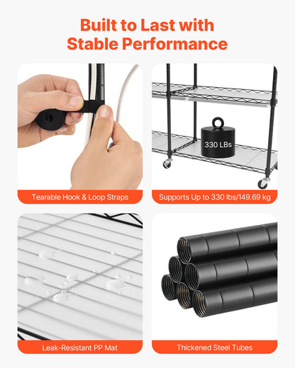 Plant Shelf with Grow Light, 6-Tier Double-Row Plant Stand, 71in Tall Indoor Plants Display Rack with Wheels & Timer, 200W Full Spectrum Grow Lights, Metal Flower Pot Holder for Seed Starting