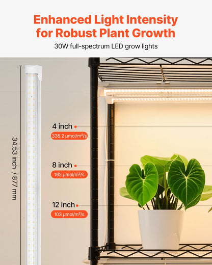 Indoor Greenhouse with Grow Light, 59 in Tall 4-Tier Plant Stand with Clear Cover, Timer & Hygrometer, 180W Full Spectrum Grow Lights, Metal Lighted Plants Shelf Holder for Indoor Plants