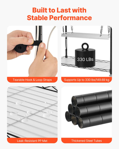 Indoor Greenhouse with Grow Light, 59 in Tall 4-Tier Plant Stand with Clear Cover, Timer & Hygrometer, 180W Full Spectrum Grow Lights, Metal Lighted Plants Shelf Holder for Indoor Plants