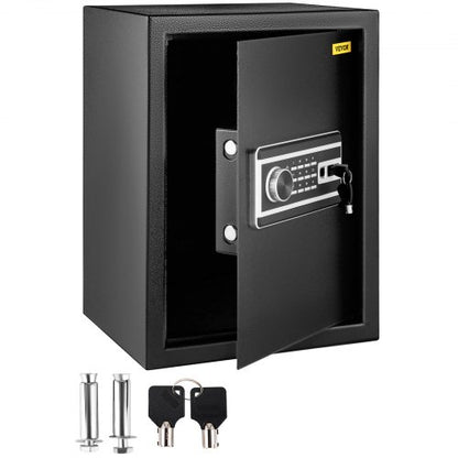 Safe Box, 2.1 CU.FT Fingerprint Safe Box for Money with 2 Keys & Digital Keypad, Q235 Steel Safe Box for Storing Cash, Jewelry, Pistols, Documents, Watches in Home & Office & Hotel