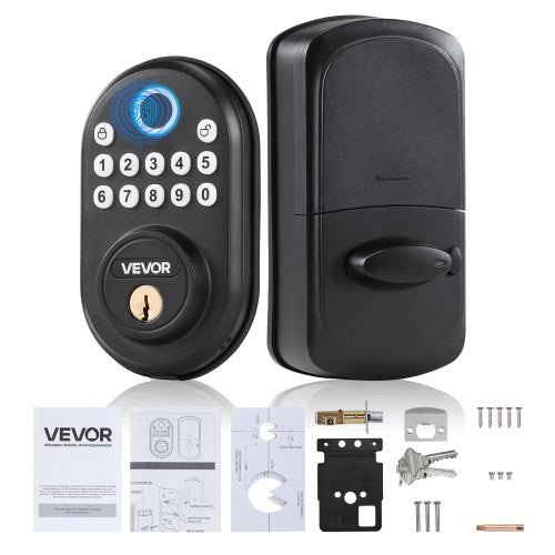 Fingerprint Door Lock, with Fingerprint/Keypad Code/Key, One-Time and Anti-Peeking Password, Silent Mode, Constant Unlock Mode, Aluminum Alloy Panel, Electronic Keypad Deadbolt for Entry Doors
