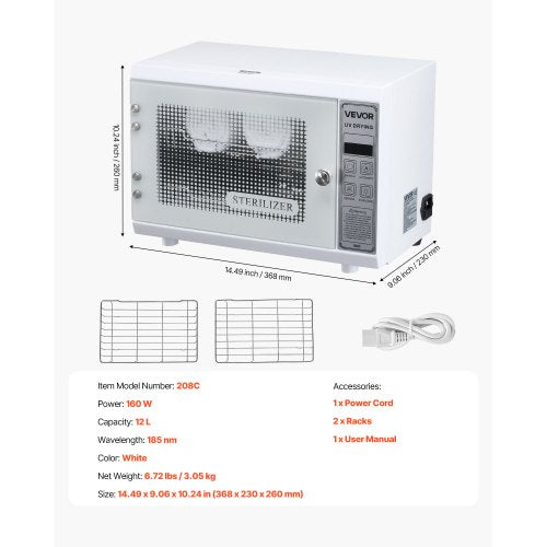Nagelverktygsrengöringsmaskin 12L Storkapacitet Verktygsrengöring Olika lägen