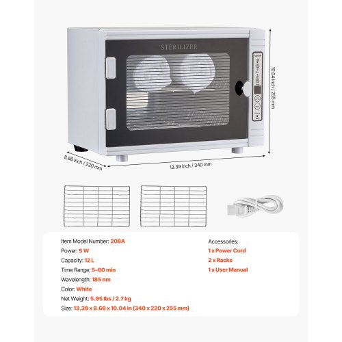 Nail Tool Cleaning Machine 12L Large Capacity Tool Cabinet Cleaning Box