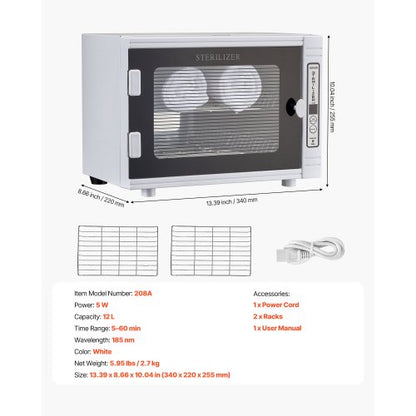 Nail Tool Cleaning Machine 12L Large Capacity Tool Cabinet Cleaning Box