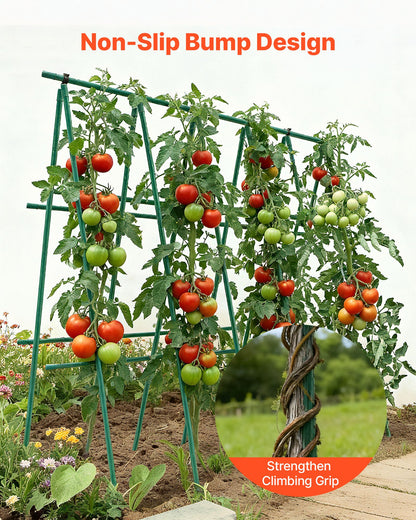 Garden Stakes, 50 Pack, 46.06 inch, Plastic Coated Metal Tomato Stakes, Garden Sticks for Plants Support, with Pointed End and Non-Slip Bumps for Growing Climbing Plants, Outdoor Vegetables