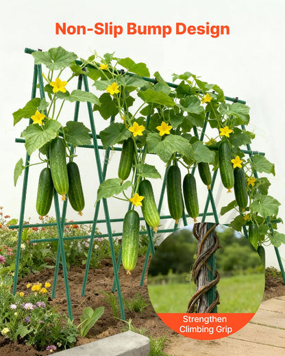 Garden Stakes, 50 Pack, 57.28 inch, Plastic Coated Metal Tomato Stakes, Garden Sticks for Plants Support, with Pointed End and Non-Slip Bumps for Growing Climbing Plants, Outdoor Vegetables