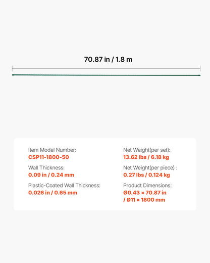 Garden Stakes, 50 Pack, 70.87 inch, Plastic Coated Metal Tomato Stakes, Garden Sticks for Plants Support, with Pointed End and Non-Slip Bumps for Growing Climbing Plants, Outdoor Vegetables