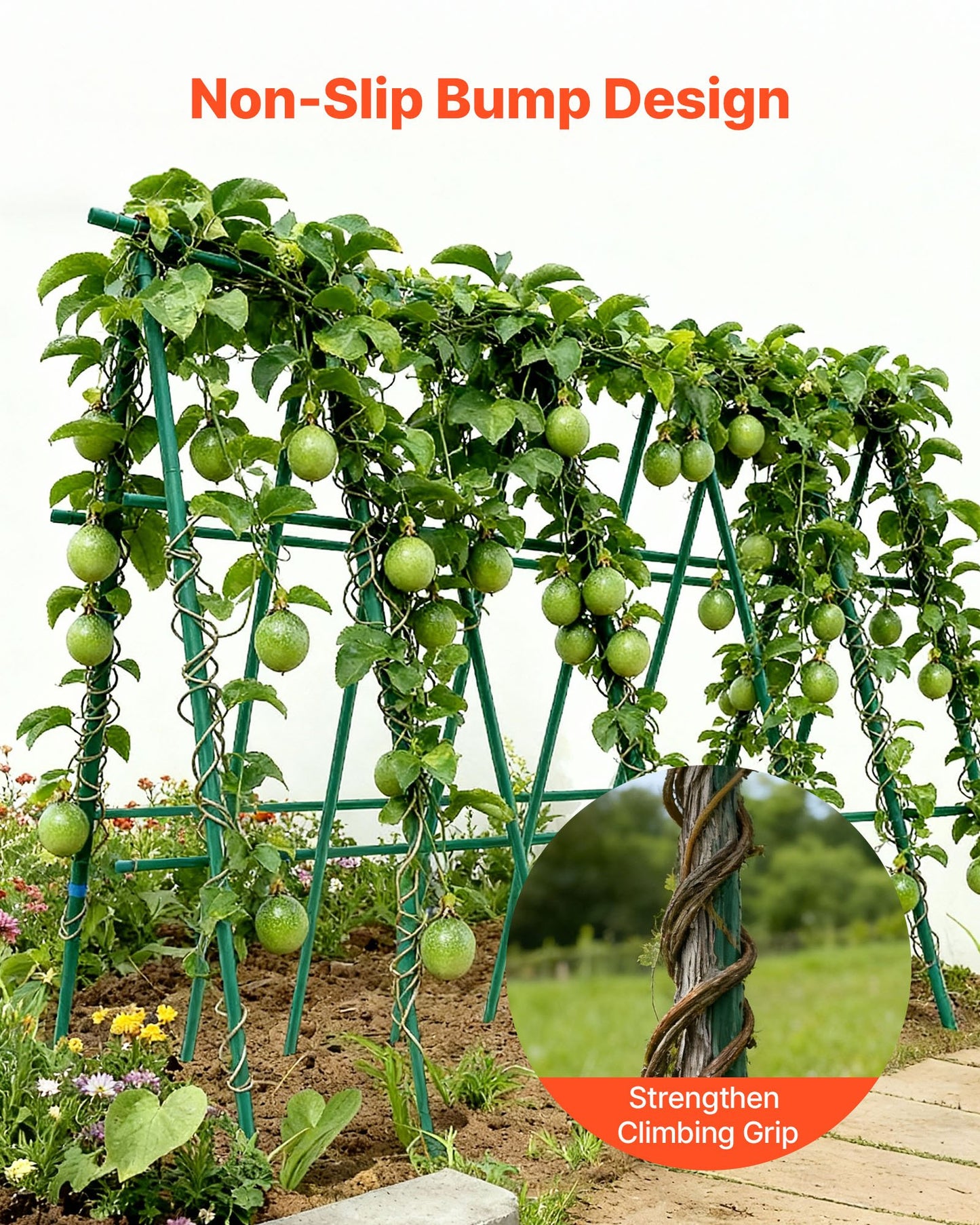 Garden Stakes, 25 Pack, 82.68 inch, Plastic Coated Metal Tomato Stakes, Garden Sticks for Plants Support, with Pointed End and Non-Slip Bumps for Growing Climbing Plants, Outdoor Vegetables