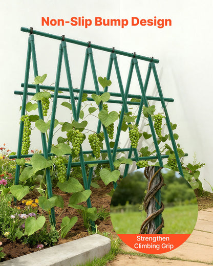 Garden Stakes, 10 Pack, 93.7 inch, Plastic Coated Metal Tomato Stakes, Garden Sticks for Plants Support, with Pointed End and Non-Slip Bumps for Growing Climbing Plants, Outdoor Vegetables