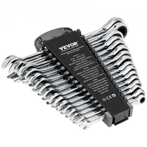 Combination Wrench Set 16-Piece Metric 8 mm to 24 mm with Organizer Rack