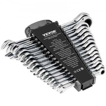 Combination Wrench Set 16-Piece Metric 8 mm to 24 mm with Organizer Rack