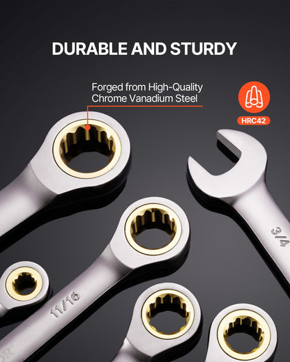 Combination Wrench Set 24 PCS SAE 1/4" - 7/8" Metric 8-19mm Organizer Rack