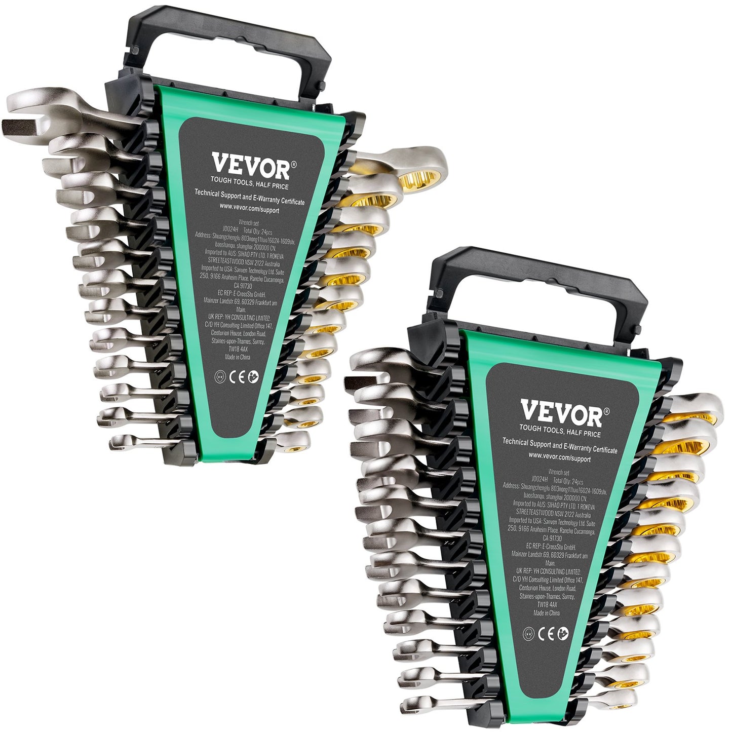 Combination Wrench Set 24 PCS SAE 1/4" - 7/8" Metric 8-19mm Organizer Rack