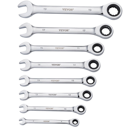 Combination wrench set 30 pcs SAE 1/4" to 1", metric 8-24 mm organizing rack