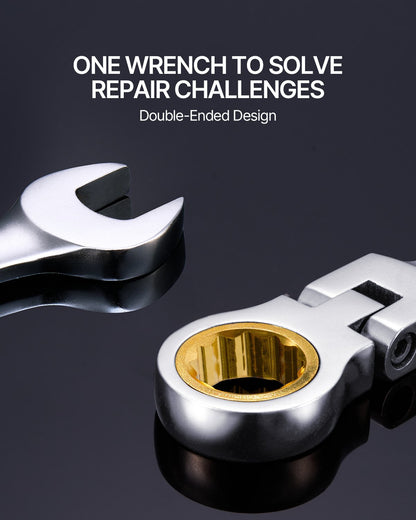 Flex-Head Spärrnyckel Set 8 PC Metrisk 8 mm-17 mm med Roll-up påse