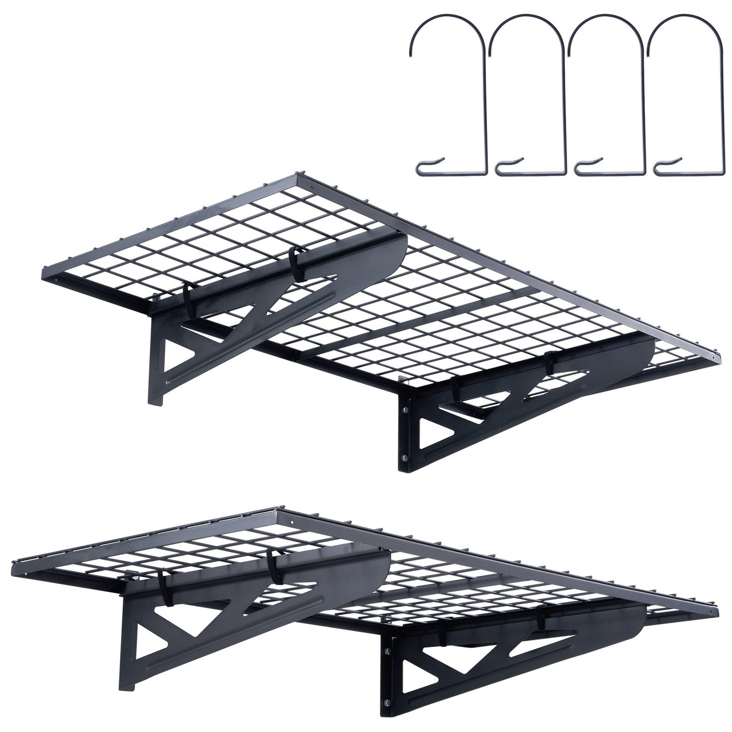 Garage Storage Shelves, 2-Pack, 4 x 2 ft. Heavy Duty Garage Shelves Wall Mounted, 502 lbs Load Capacity (Total) Garage Storage Rack Floating Shelves, Suitable for Shop, Shed, Garage Storage