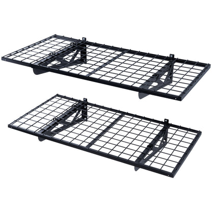 Garage Storage Shelves, 2-Pack, 4 x 2 ft. Heavy Duty Garage Shelves Wall Mounted, 502 lbs Load Capacity (Total) Garage Storage Rack Floating Shelves, Suitable for Shop, Shed, Garage Storage
