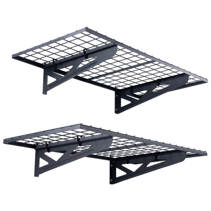 Garage Storage Shelves, 2-Pack, 4 x 2 ft. Heavy Duty Garage Shelves Wall Mounted, 502 lbs Load Capacity (Total) Garage Storage Rack Floating Shelves, Suitable for Shop, Shed, Garage Storage