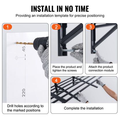 Garage Shelves, 2-Pack, 6 x 2 ft. Heavy Duty Garage Shelves Wall Mounted, 1600 lbs Load Capacity (Total) Garage Storage Rack Floating Shelves, Suitable for Shop, Shed, Garage Storage