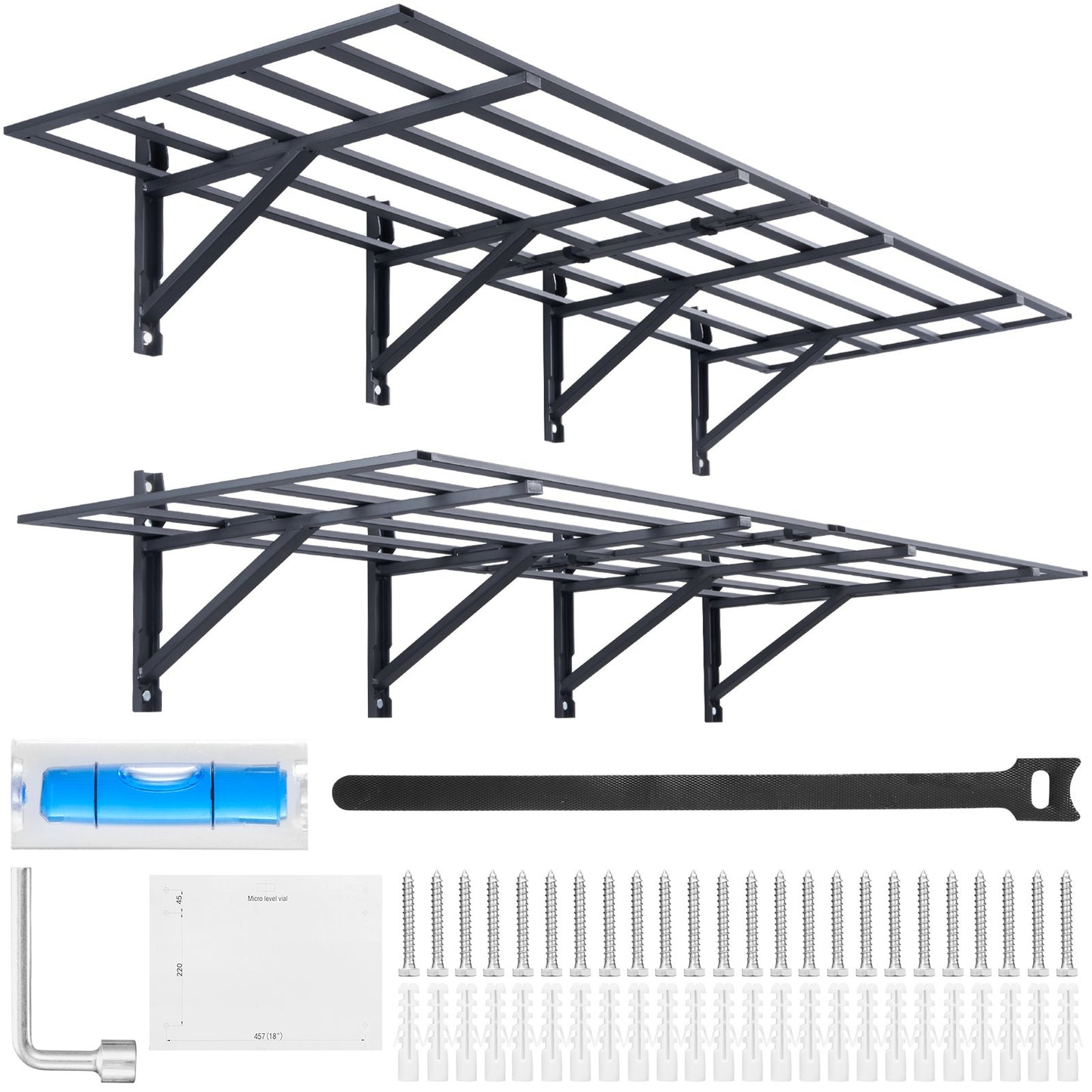 Garage Shelves, 2-Pack, 6 x 2 ft. Heavy Duty Garage Shelves Wall Mounted, 1600 lbs Load Capacity (Total) Garage Storage Rack Floating Shelves, Suitable for Shop, Shed, Garage Storage
