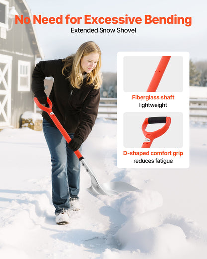 Snow Shovel for Driveway, 14 in Wide Aluminum Alloy Snow Shovel with D-shaped Handles, Large Capacity Snowplow Shovels, Lightweight Snows Removal Tool for Garden Car Camping