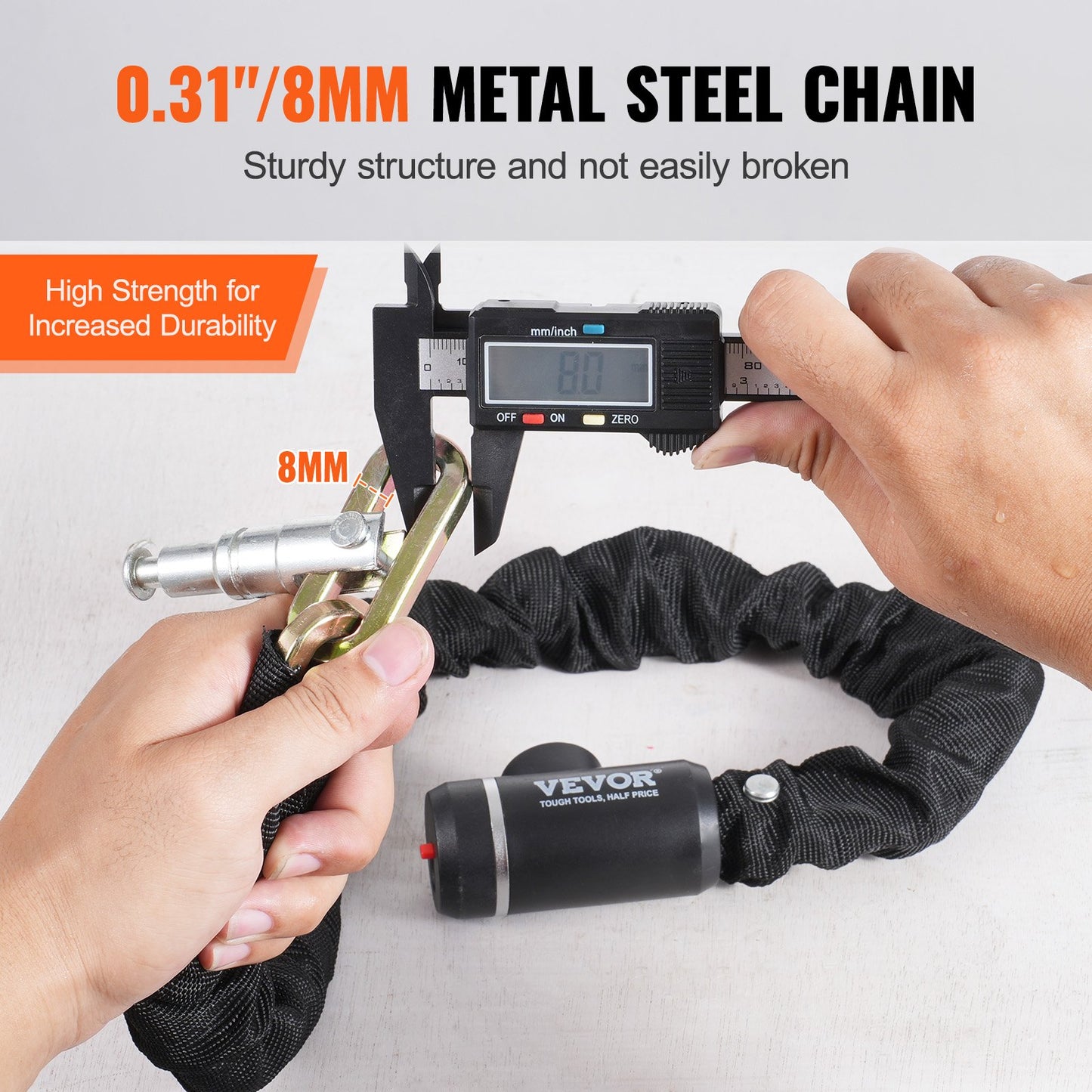 Bike Chain Lock, 2.79 Ft Combination Bicycle Chain Lock with 2 Keys, Heavy Duty Anti-Theft High Security Bike Locks, Perfect for Bike, Motorcycle, Scooter, Bicycle, Door, Fence or Gate, 8mm