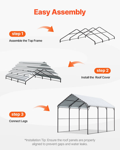 10' x 15' Metall-Carport, robuste Outdoor-Autogarage für Boote