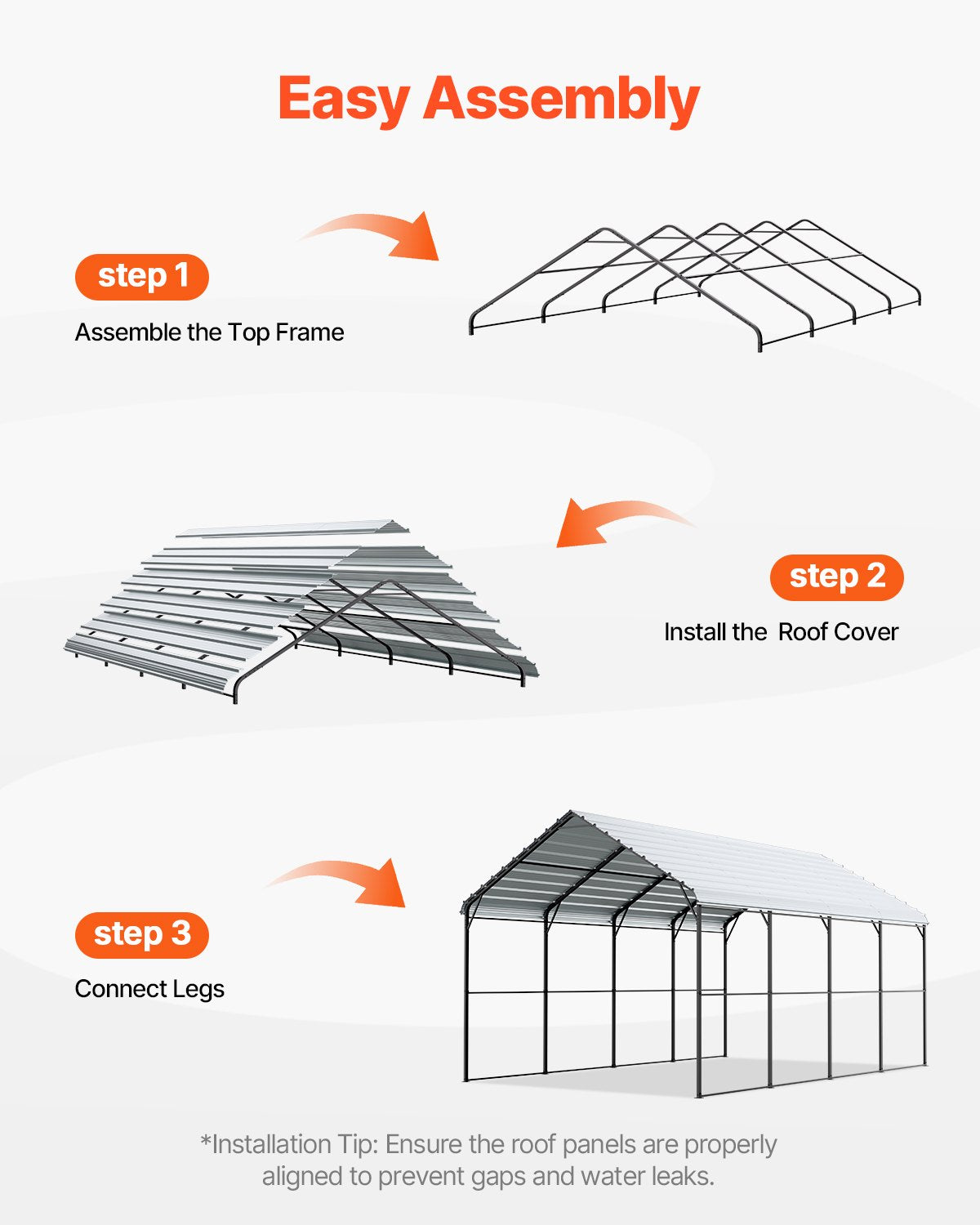 12' x 20' Metall-Carport, robuste Outdoor-Autogarage für Boote