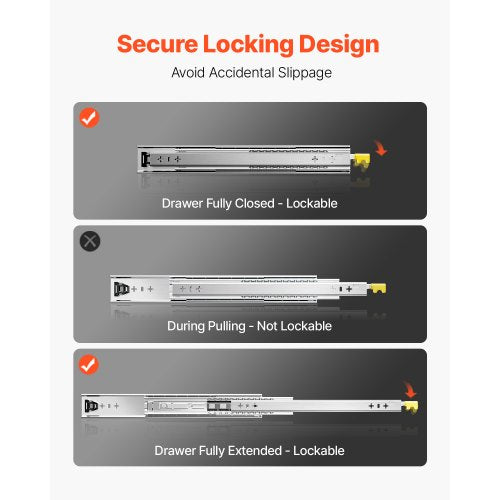 1 Paar 16-60 Zoll Soft-Close-Schubladenschienen Kugellager Voll ausziehbar | EU