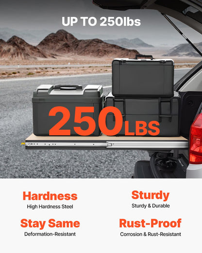 Heavy Duty Drawer Slides 16inch, 1 Pair Locking Drawer Slides 250lbs Load Capacity, Side Mount Ball Bearing, 3-Fold Full Extension