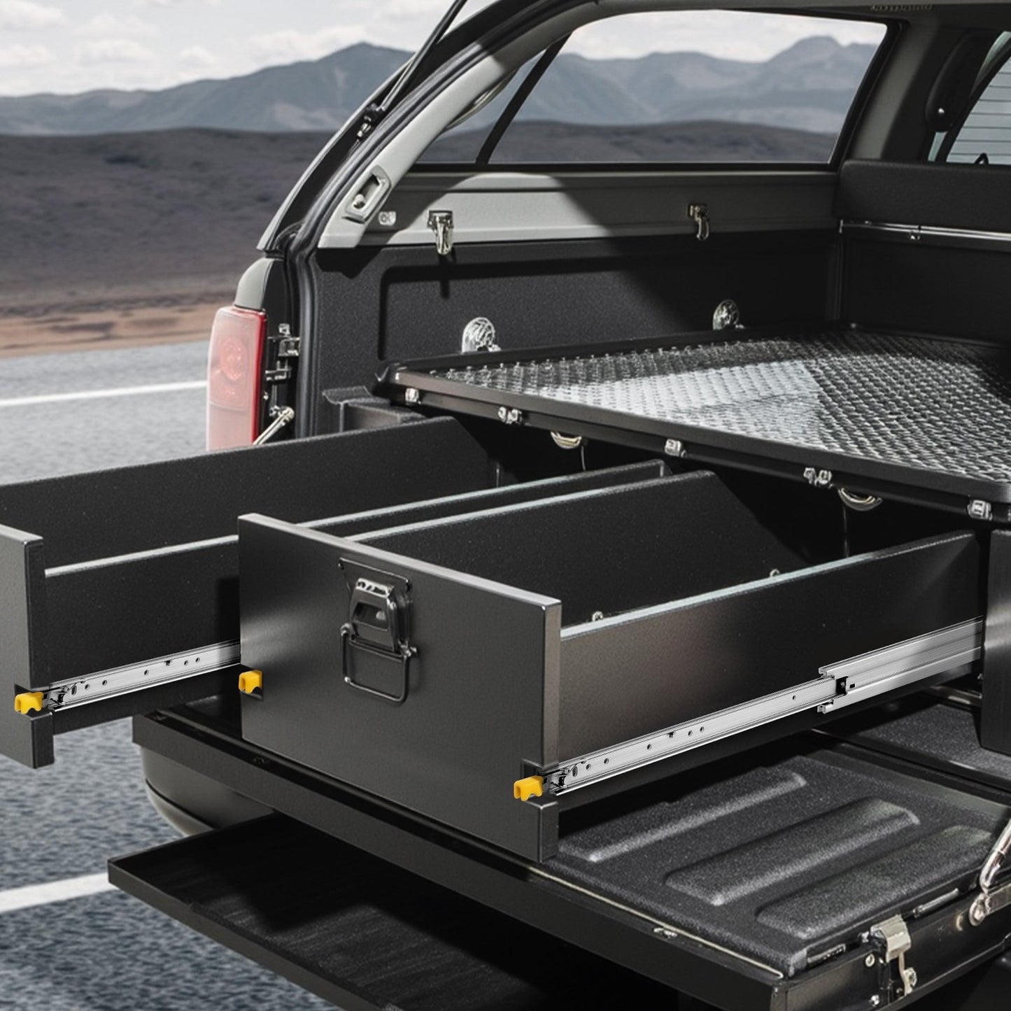 Heavy Duty Drawer Slides 16inch, 1 Pair Locking Drawer Slides 250lbs Load Capacity, Side Mount Ball Bearing, 3-Fold Full Extension