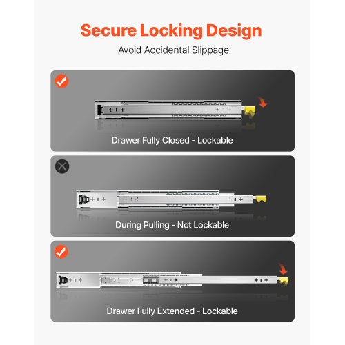 1 Pair 16-60 Inch Soft Closing Drawer Slides Ball Bearing Full Extendable | EU