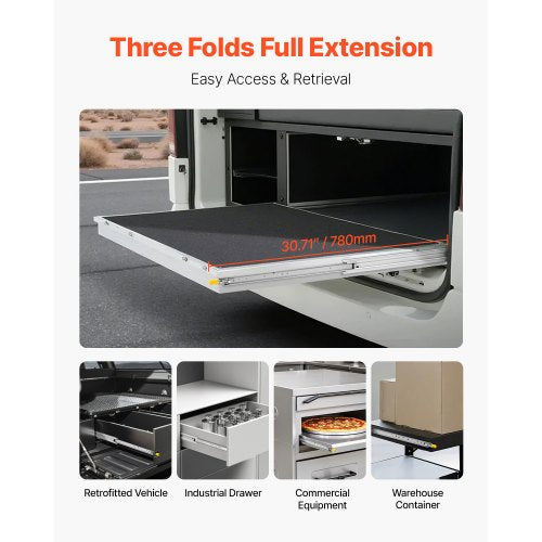 1 Pair 16-60 Inch Soft Closing Drawer Slides Ball Bearing Full Extendable | EU