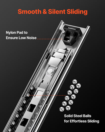 Heavy Duty Drawer Slides 60inch, 1 Pair Locking Drawer Slides 250lbs Load Capacity, Side Mount Ball Bearing, 3-Fold Full Extension