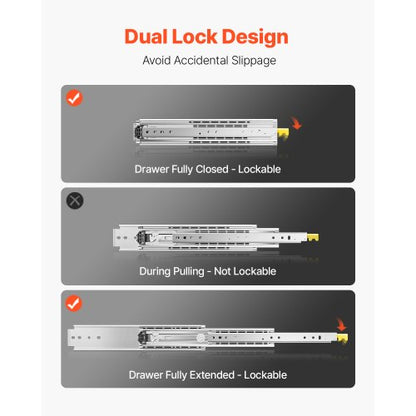 1 Pair 18-60 in Soft-Close Drawer Slides Ball Bearing Full Extension | EU