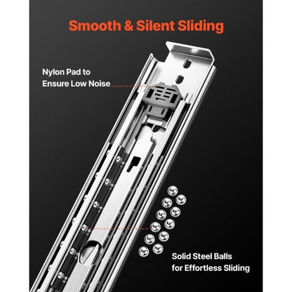 1 Pair 18-60 in Soft-Close Drawer Slides Ball Bearing Full Extension | EU