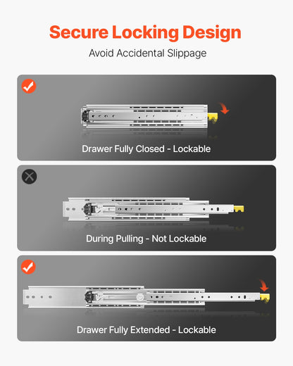 1 Paar 16-60 Zoll Soft-Close-Schubladenschienen Kugellager Vollauszug
