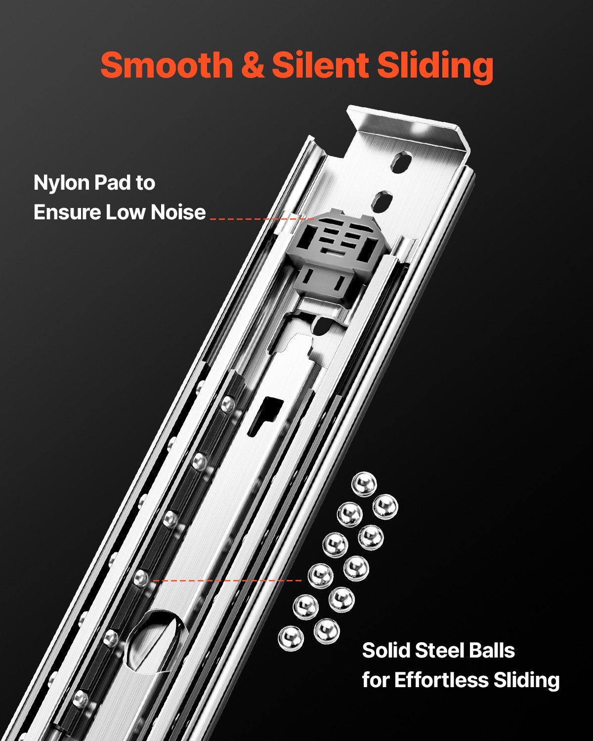 1 Paar 16-60 Zoll Soft-Close-Schubladenschienen Kugellager Vollauszug