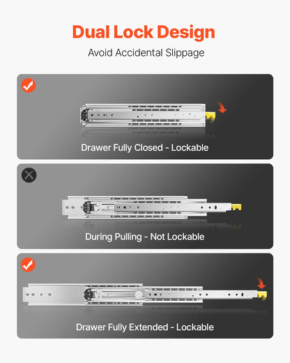 1 Paar 18-60 Zoll Soft-Close-Schubladenschienen Kugellager Vollauszug