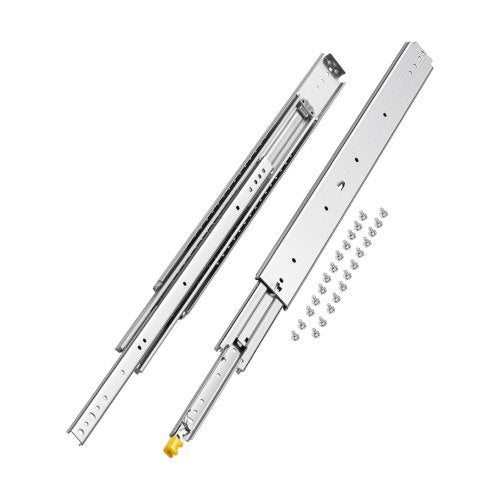 Set of Two Drawer Rails, Sizes Ranging from 16 to 60 inches, 500 lbs Weight Tolerance, Ball Bearing Equipped with Locking Mechanism, Side Mounted Slide Rail