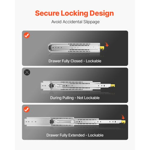 1 Pair 16-60 Inch Soft Closing Drawer Slides Ball Bearing Full Extendable | EU