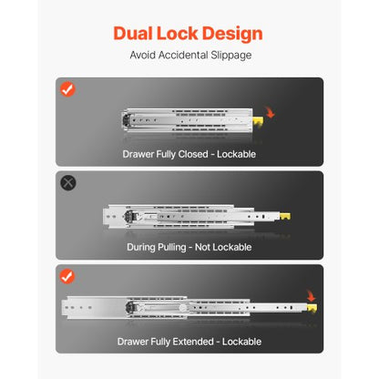 1 pair 18-60 inch soft closing drawer slides ball bearing full extension