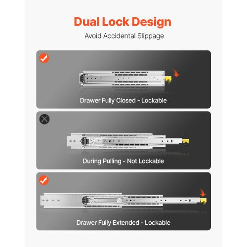 1 pair 18-60 inch soft-closing drawer slides ball bearing full extension | EU