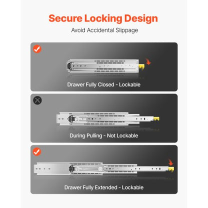 1 Pair 16-60 in Soft-Close Drawer Slides Ball Bearing Full Extension | EU